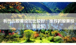有什么股票论坛比较好：推荐的股票投资论坛