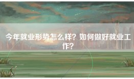 今年就业形势怎么样？如何做好就业工作？