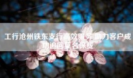 工行沧州铁东支行高效服务 助力客户成功追回莫名保费