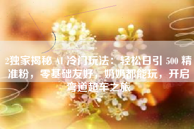 2独家揭秘 AI 冷门玩法：轻松日引 500 精准粉，零基础友好，奶奶都能玩，开启弯道超车之旅