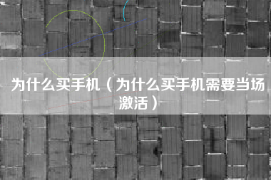 为什么买手机（为什么买手机需要当场激活）